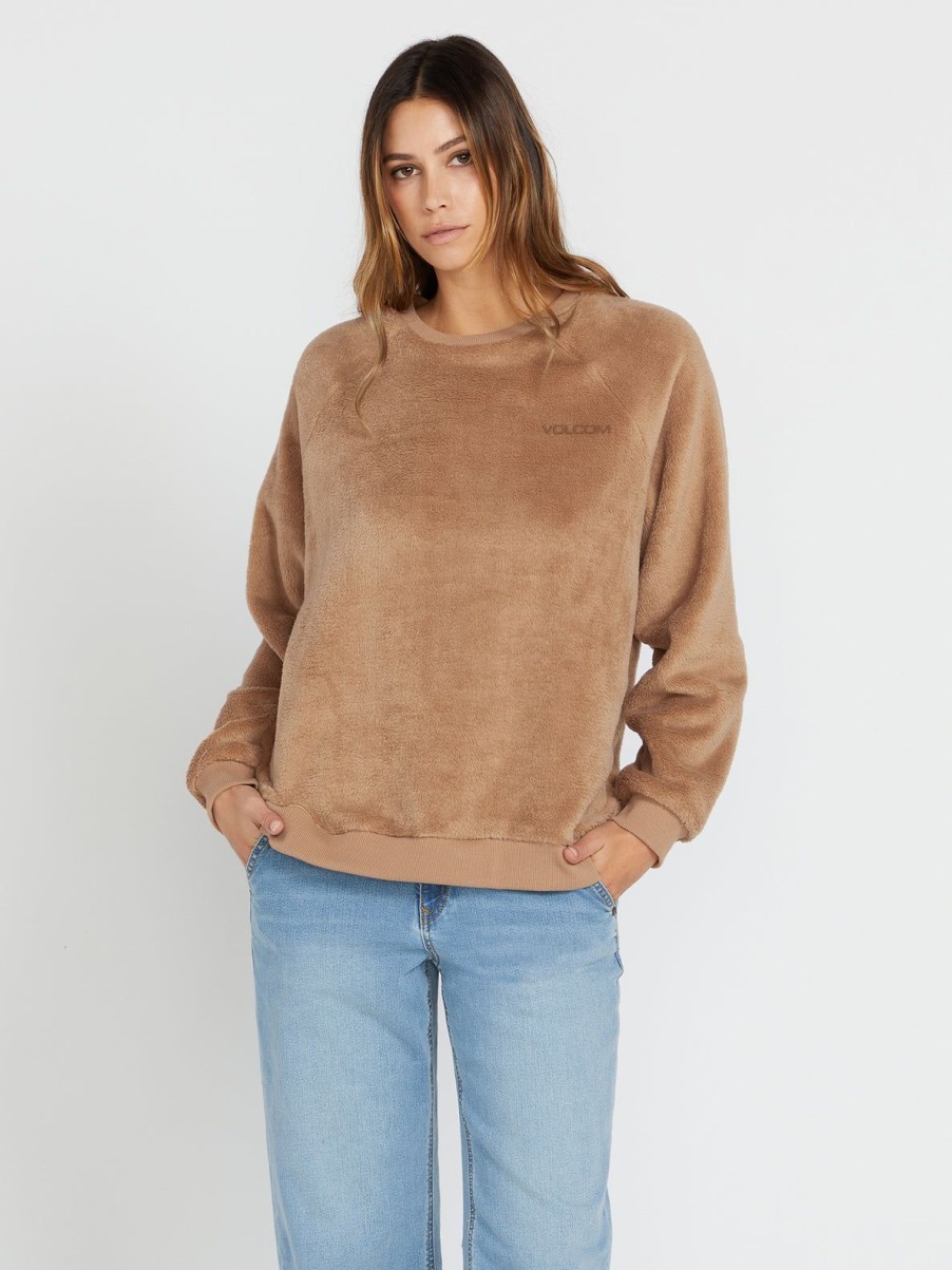 Women Volcom Jackets | Pheelin Phine Crew Sweatshirt Mocha