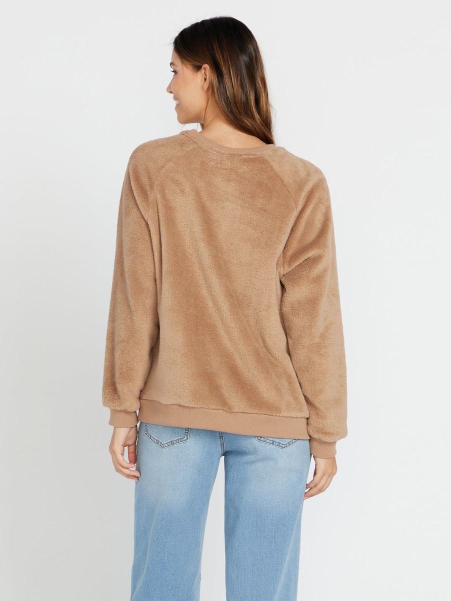 Women Volcom Jackets | Pheelin Phine Crew Sweatshirt Mocha