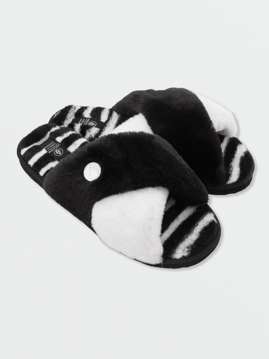 Women Volcom Slippers | Lived In Lounge Slippers Black White