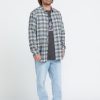 Men Volcom Shirts & Flannels | Caden Plaid Long Sleeve Shirt Tower Grey