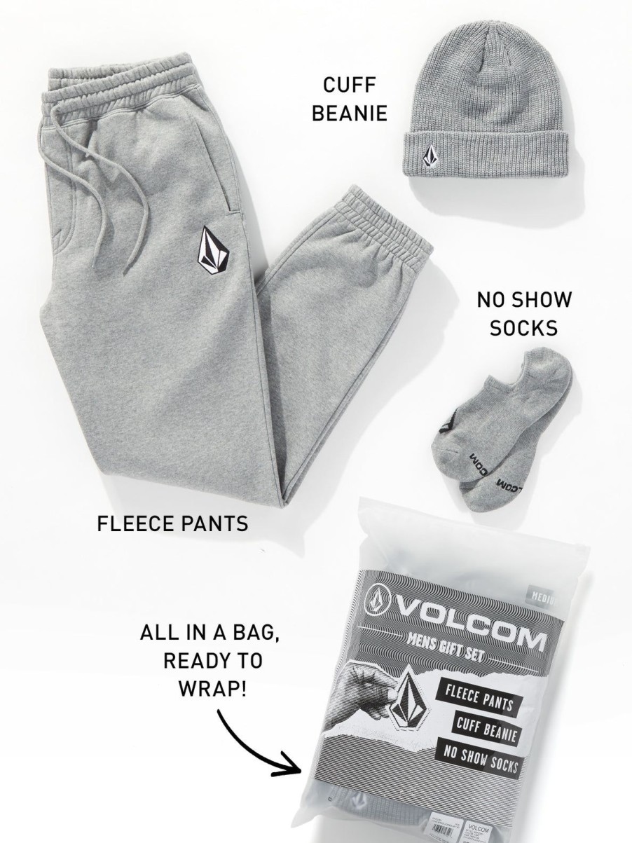 Men Volcom Socks | Mens 2023 No Service Lounge Gift Set Heather Grey