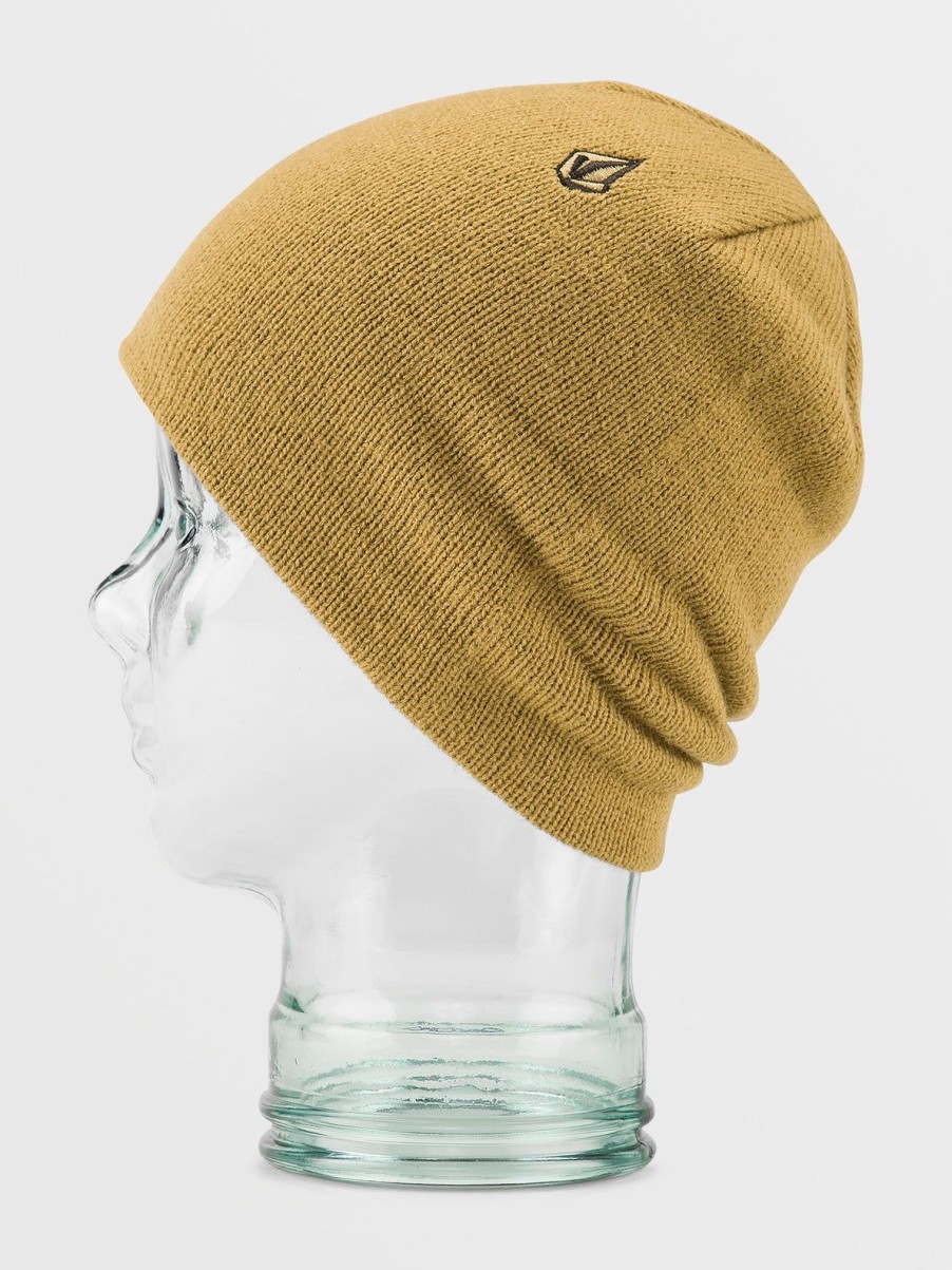 Men Volcom Beanies | Mens V.Co Skull Beanie Dark Khaki