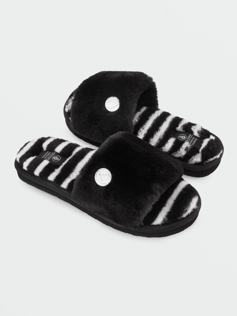 Girls Volcom | Girls Lived In Lounge Slippers Black White