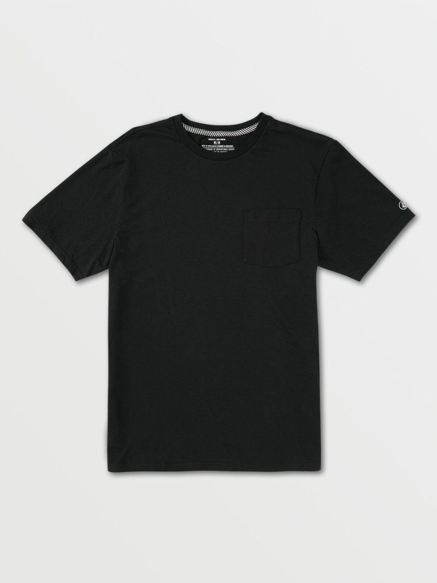 Men Volcom Tops & Tees | Solid Short Sleeve Pocket Tee Black