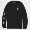 Men Volcom Mountain Biking | Iconic Stone Long Sleeve Tee Black