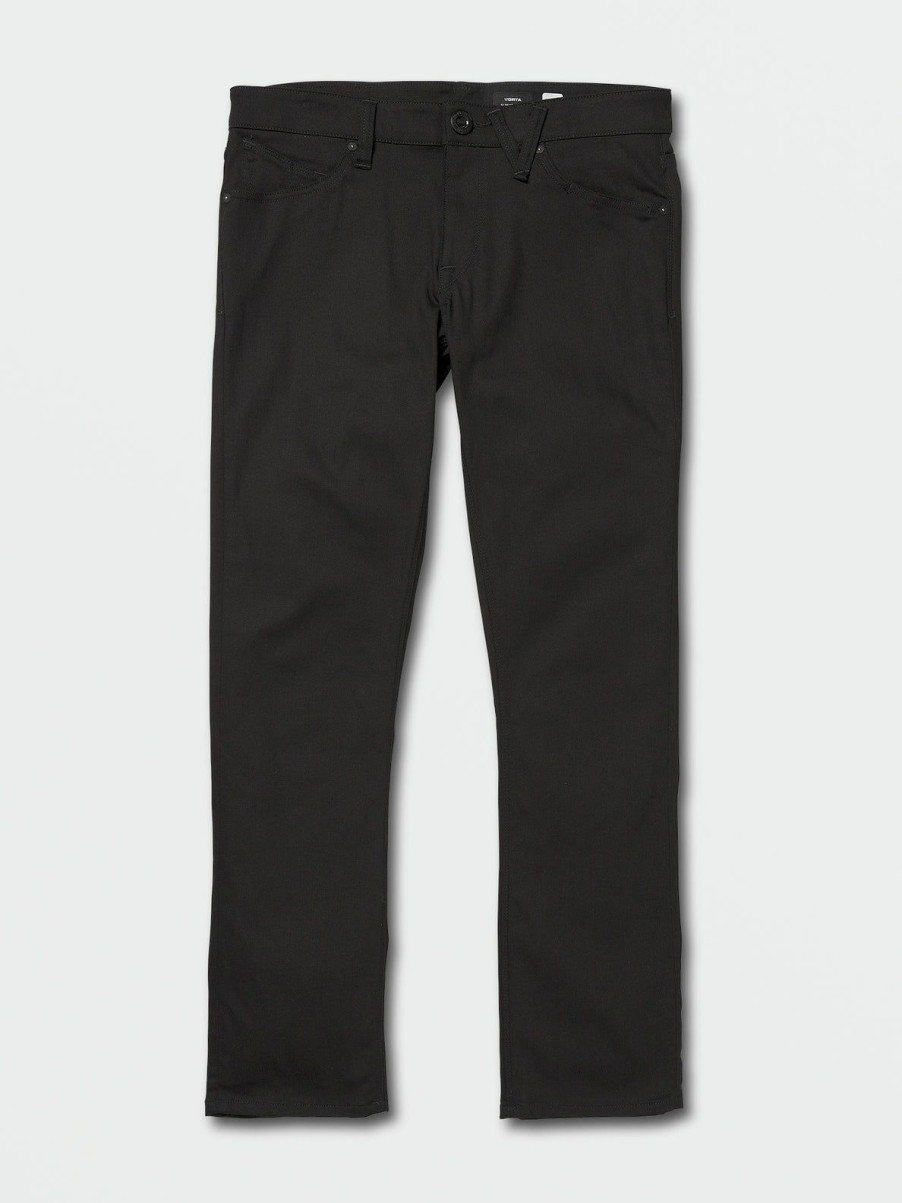 Men Volcom Jeans | Vorta Slim Fit Jeans Black On Black