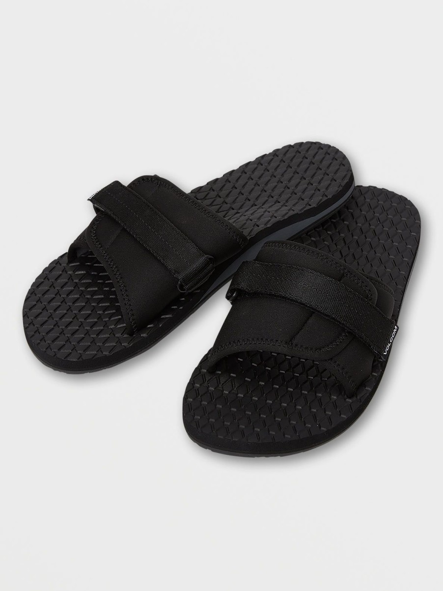 Men Volcom Sandals | Eco Recliner Slide Sandals Black Grey