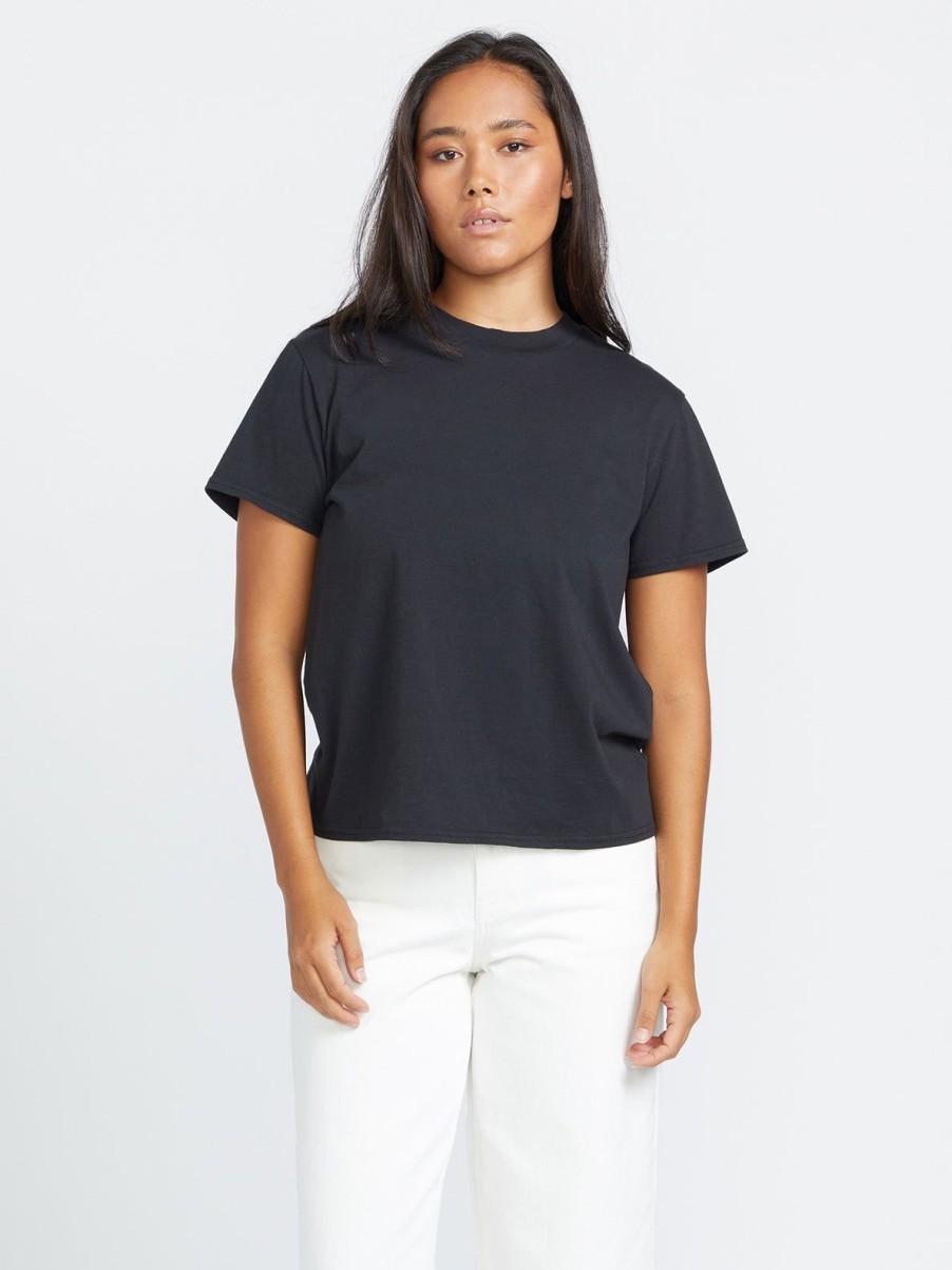 Women Volcom Tops | One Of Each Boyfriend Tee Black