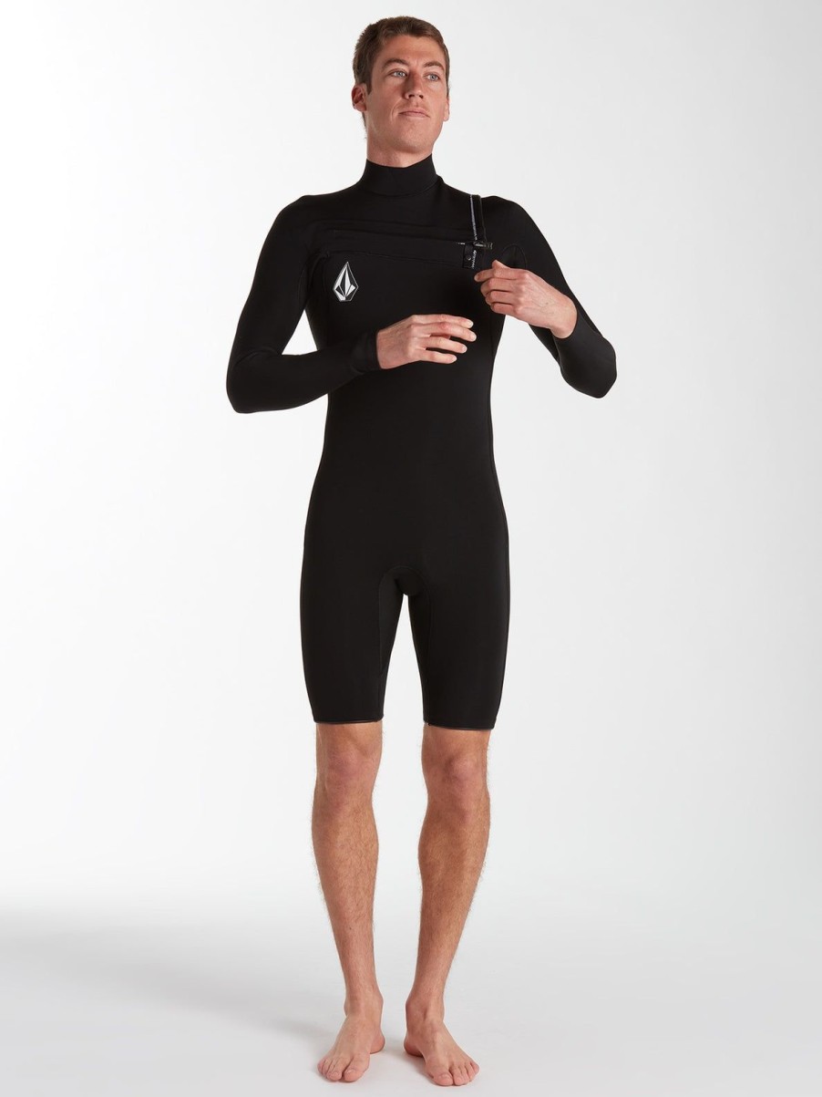 Men Volcom Wetsuits | Mens Modulator 2/2Mm Long Sleeve Springsuit Black