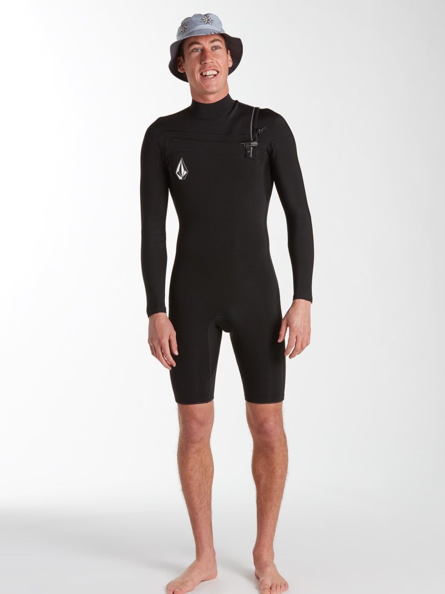 Men Volcom Wetsuits | Mens Modulator 2/2Mm Long Sleeve Springsuit Black