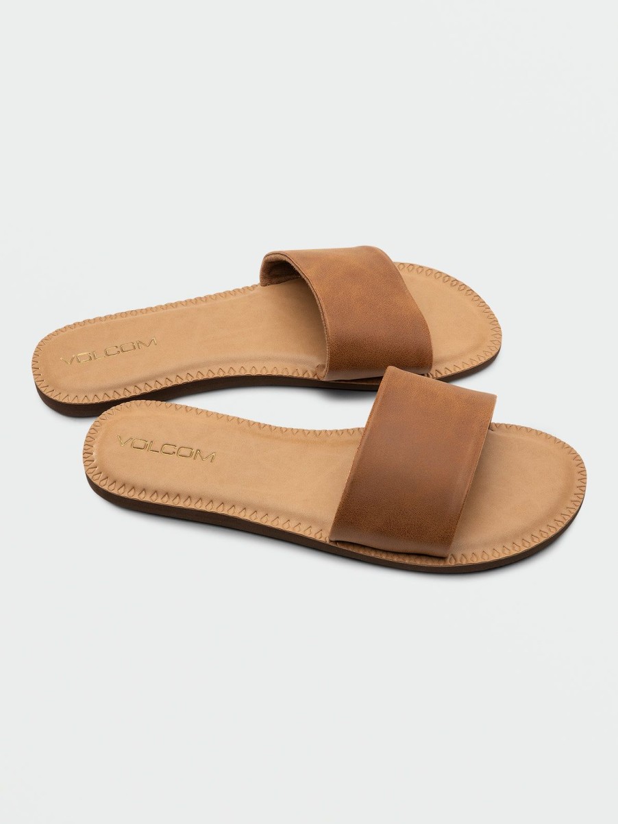 Women Volcom Sandals | Simple Slides Tan