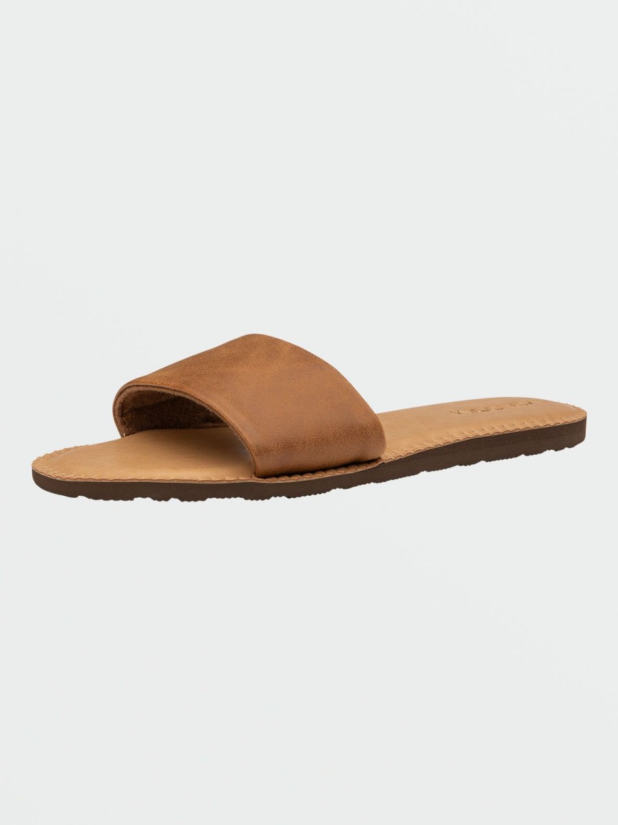 Women Volcom Sandals | Simple Slides Tan