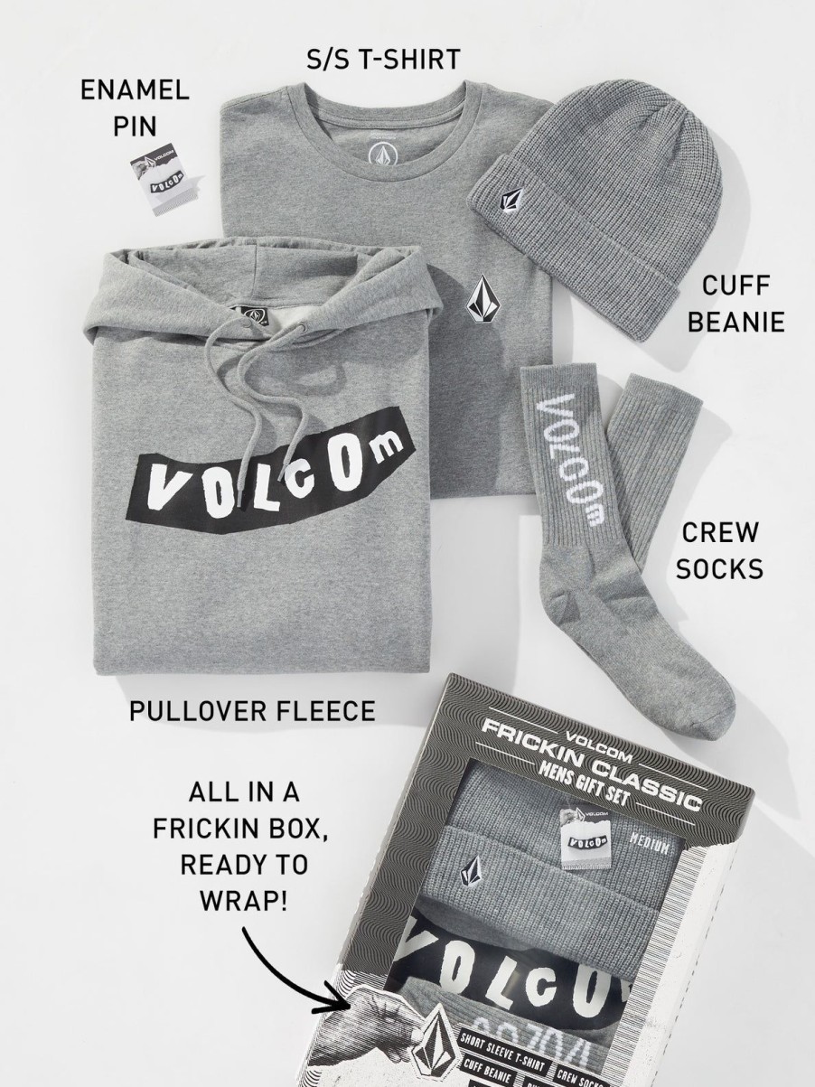 Men Volcom Hoodies & Sweatshirts | Mens 2023 Frickin Classics Gift Set Heather Grey