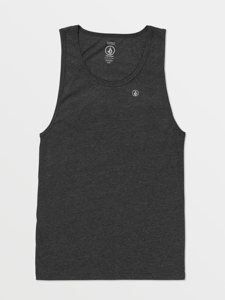 Men Volcom Hiking | Solid Heather Tank Dark Black Heather