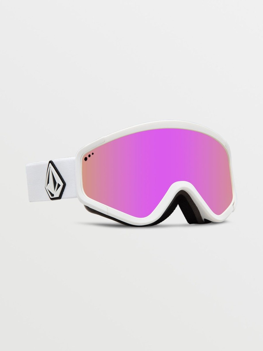 Men Volcom Goggles | Attunga Goggle - Matte White/Chrome+Bl Pink