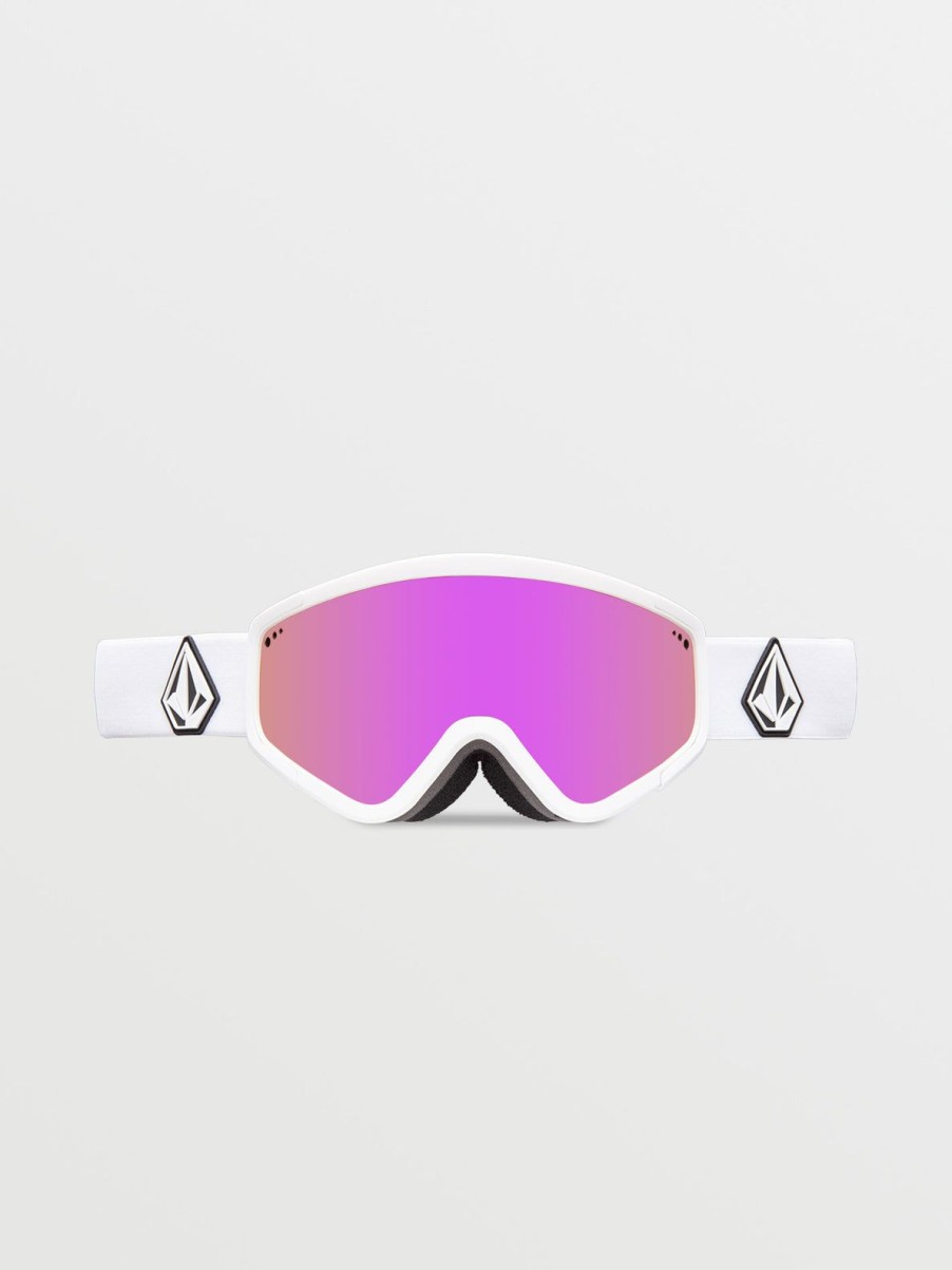 Men Volcom Goggles | Attunga Goggle - Matte White/Chrome+Bl Pink