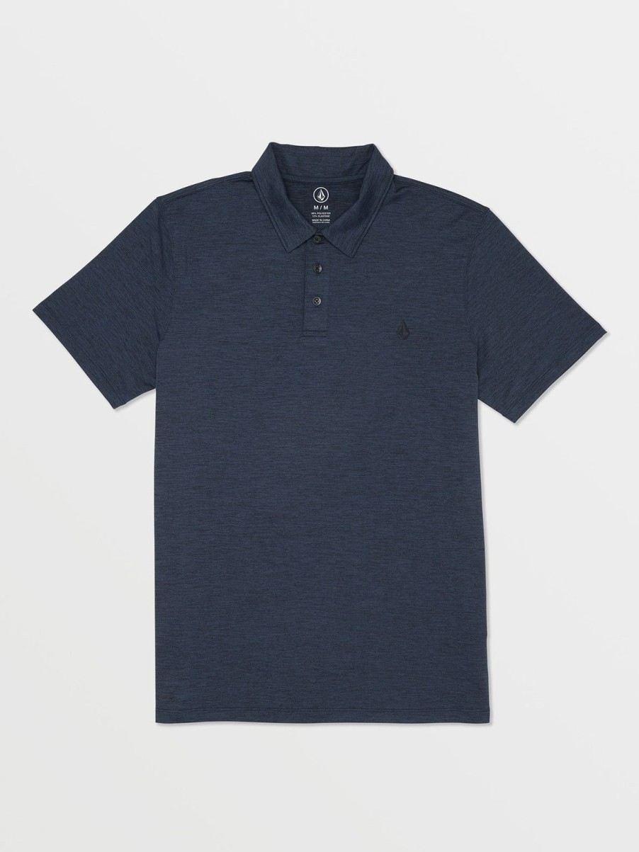 Men Volcom Golf | Hazard Pro Polo Short Sleeve Shirt Navy Heather