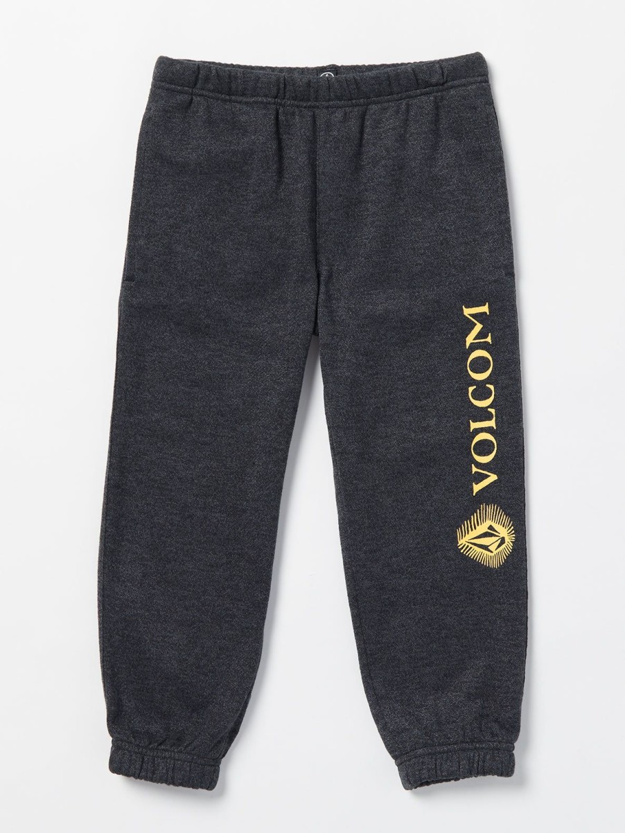 Boys Volcom Pants | Little Boys Offshore Stone Elastic Waist Fleece Pants Heather Black