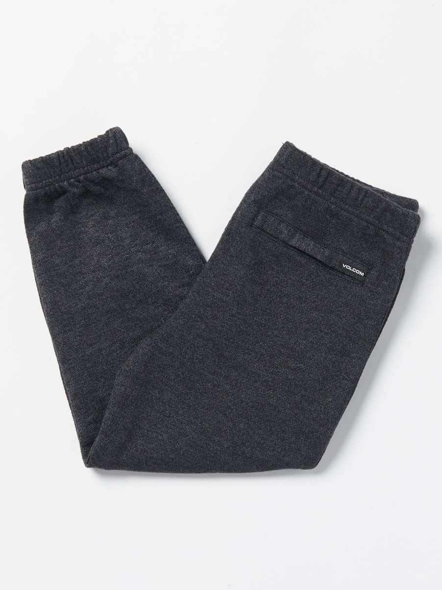 Boys Volcom Pants | Little Boys Offshore Stone Elastic Waist Fleece Pants Heather Black