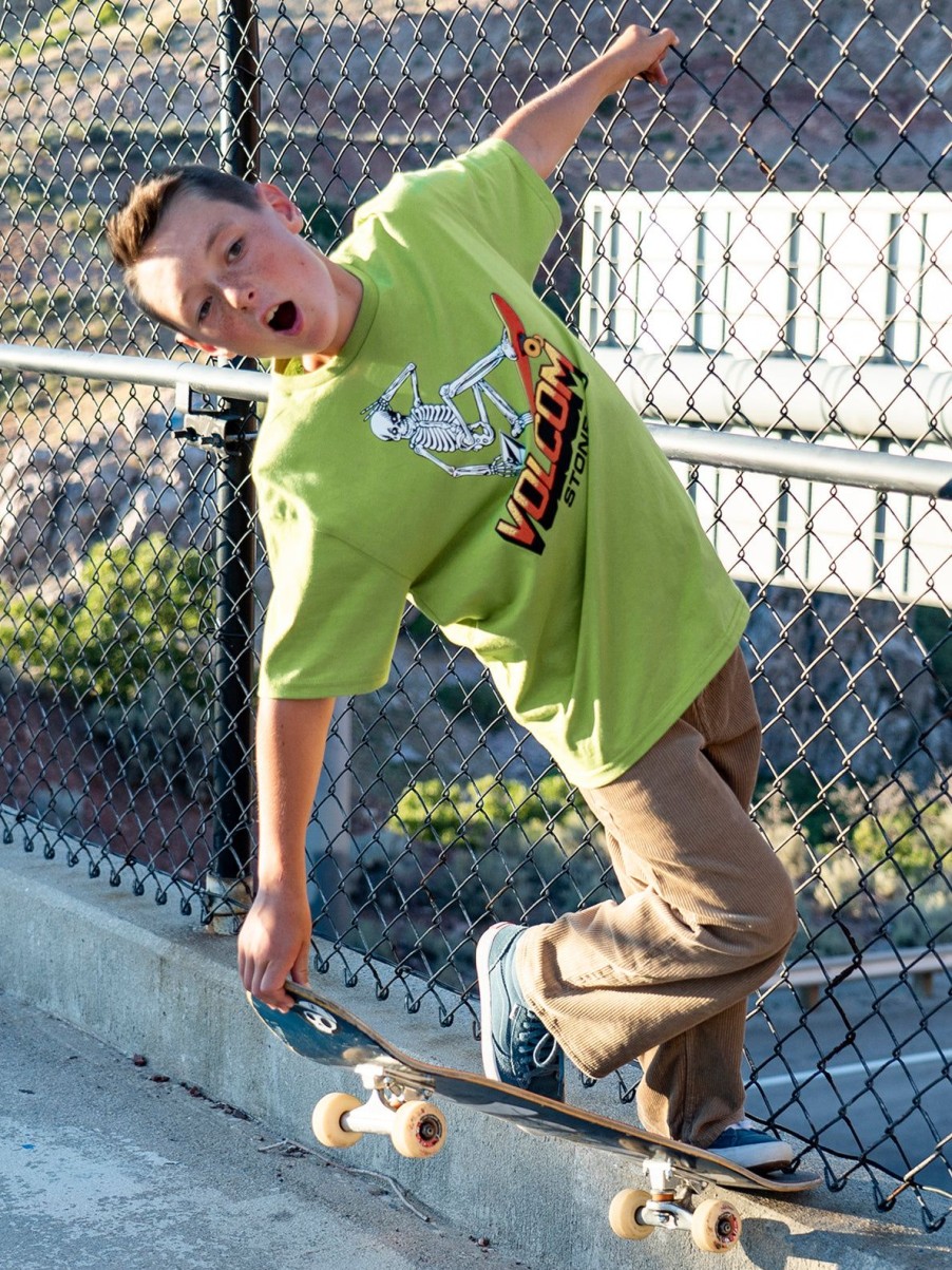 Boys Volcom T-Shirts & Tanks | Big Boys Bone Slide Short Sleeve Tee Seaweed Green