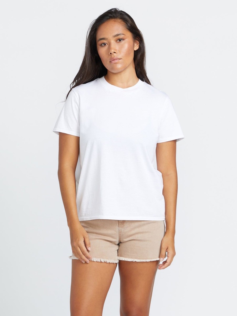 Women Volcom Tops | One Of Each Boyfriend Tee White