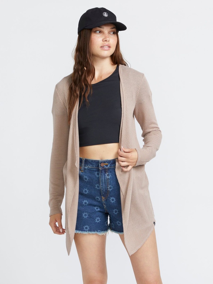 Women Volcom Sweaters & Cardigans | Go Go Wrap Cardigan Stone