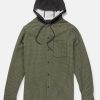 Men Volcom Shirts & Flannels | Archbold Hood Long Sleeve Shirt Old Mill