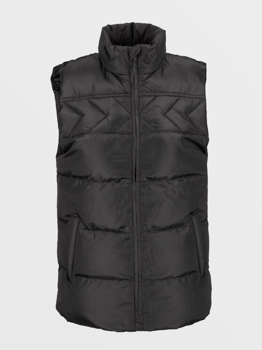 Women Volcom Jackets | Womens Stone Castine Puff Vest Black