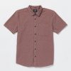 Men Volcom Shirts & Flannels | Date Knight Short Sleeve Shirt Bordeaux Brown