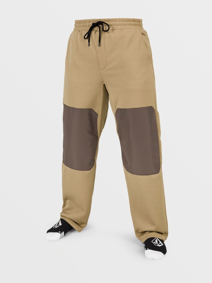 Men Volcom Layering | Mens Tech Fleece Pants Dark Khaki