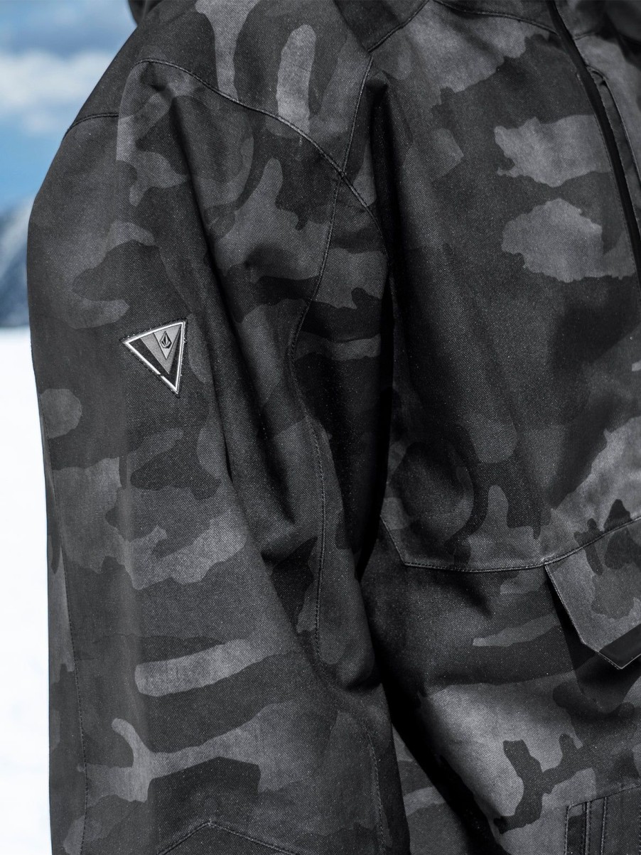 Men Volcom Jackets | Mens Brighton Pullover Jacket Black Camo