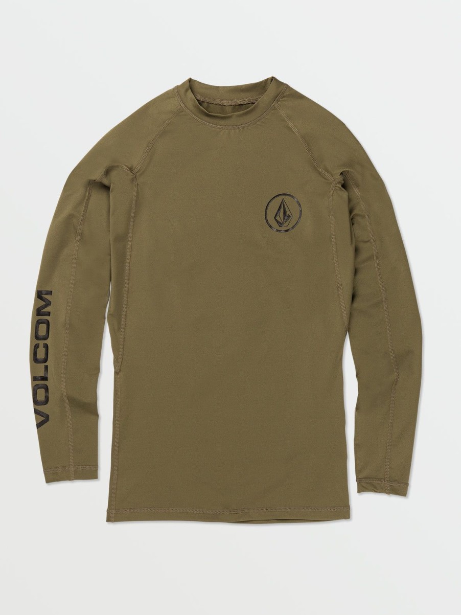 Men Volcom Rashguards | Lido Solid Long Sleeve Shirt Military