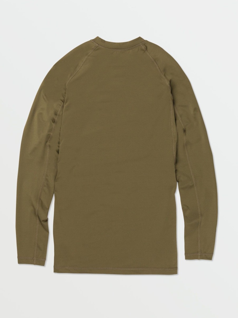 Men Volcom Rashguards | Lido Solid Long Sleeve Shirt Military