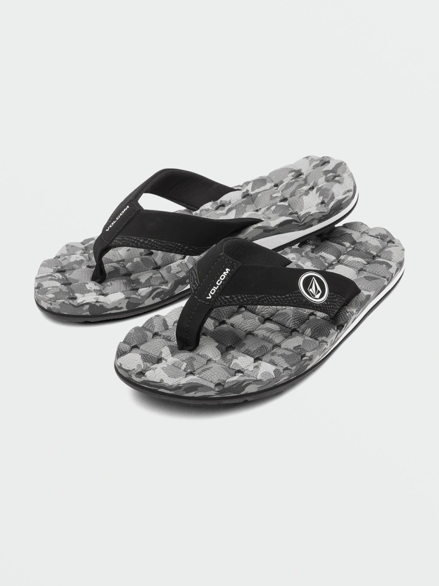 Men Volcom Sandals | Recliner Sandals Grey Combo