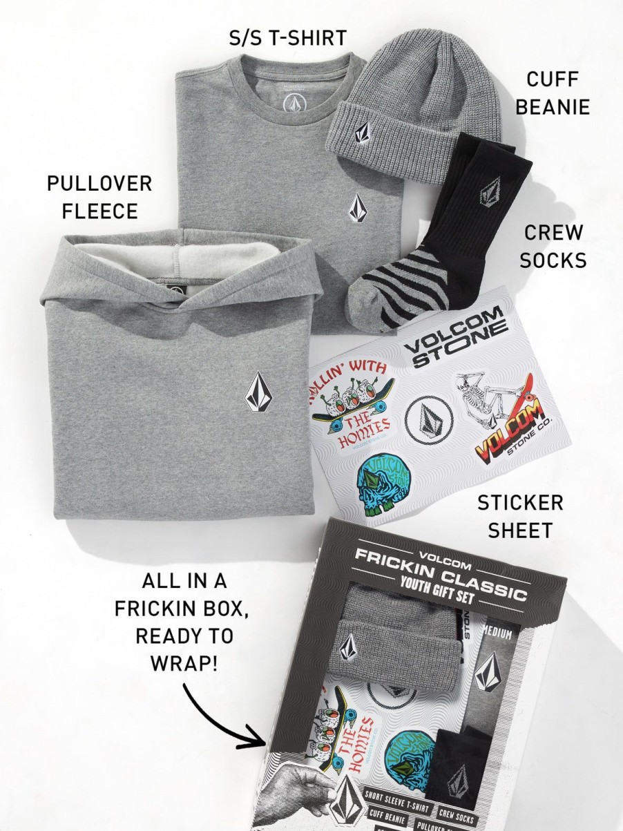 Girls Volcom Hoodies & Sweatshirts | Kids 2023 Frickin Classic Gift Set Heather Grey