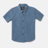 Boys Volcom Shirts & Flannels | Little Boys Play Date Knight Short Sleeve Shirt Stone Blue