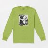 Men Volcom T-Shirts & Tanks | Blastoff Long Sleeve Tee Seaweed Green