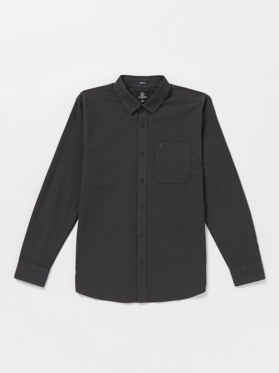 Men Volcom Shirts & Flannels | Date Knight Long Sleeve Shirt Stealth