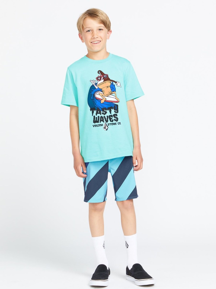 Boys Volcom T-Shirts & Tanks | Little Boys Stone Cone Short Sleeve Tee Crete Blue