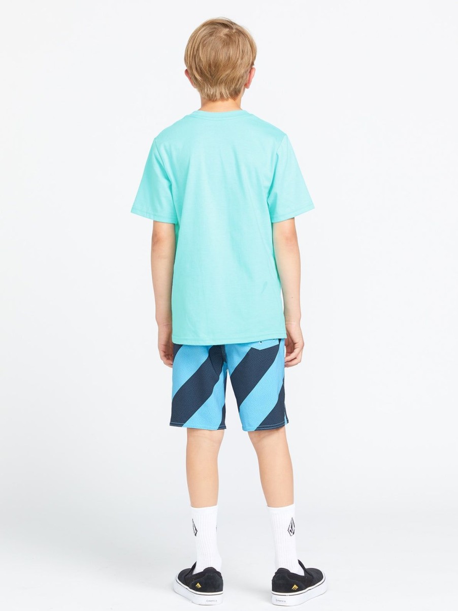 Boys Volcom T-Shirts & Tanks | Little Boys Stone Cone Short Sleeve Tee Crete Blue