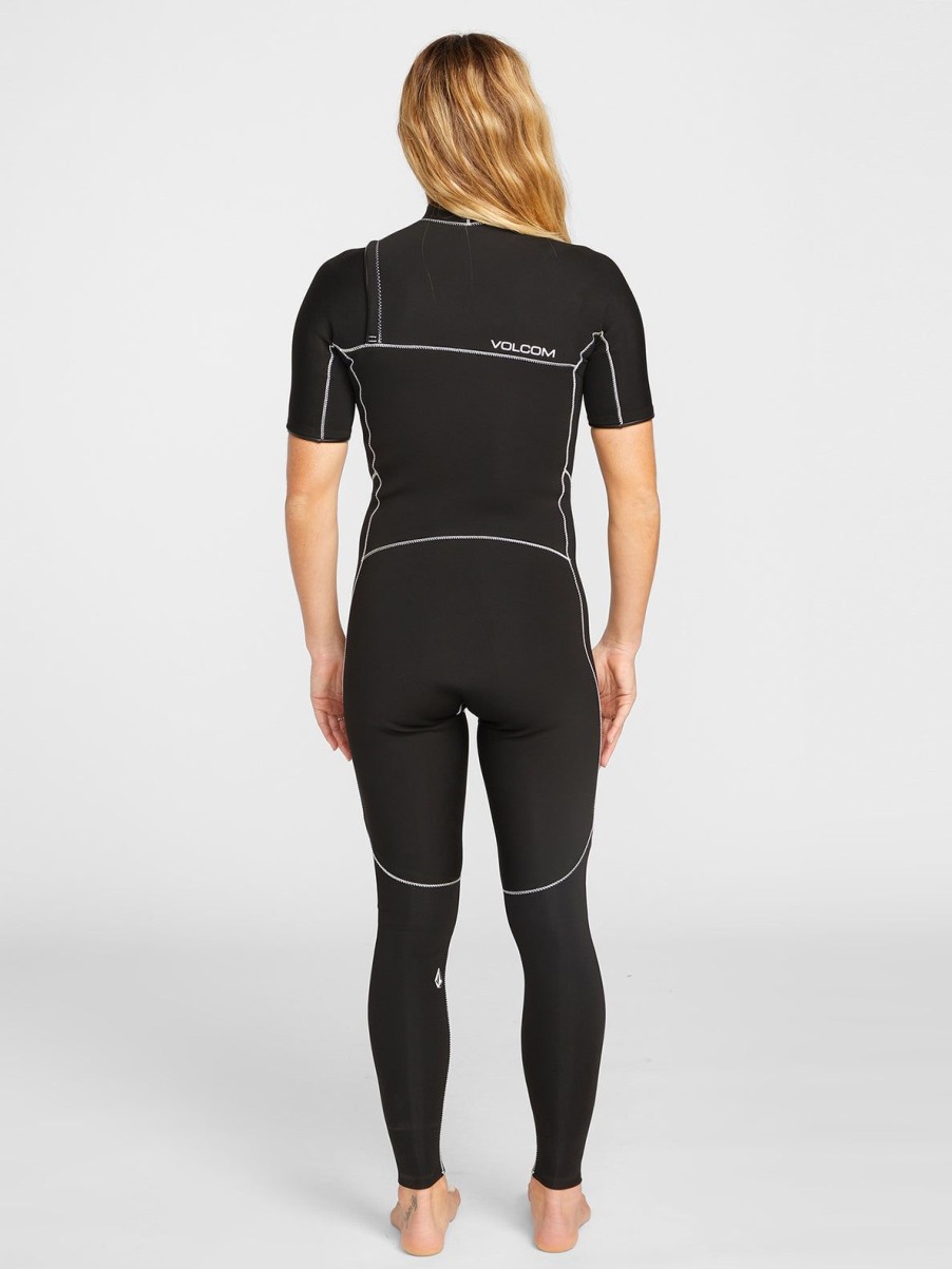 Women Volcom Wetsuits | Womens Modulator 2Mm Short Sleeve Wetsuit Black