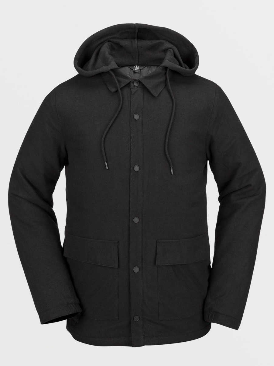 Men Volcom Jackets | Mens Insulated Riding Flannel Black