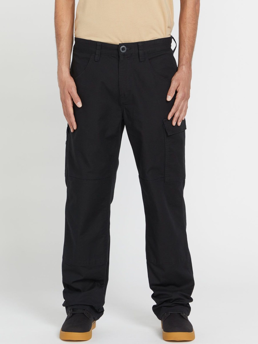 Men Volcom Pants | Caliper Relaxed Work Pants Black