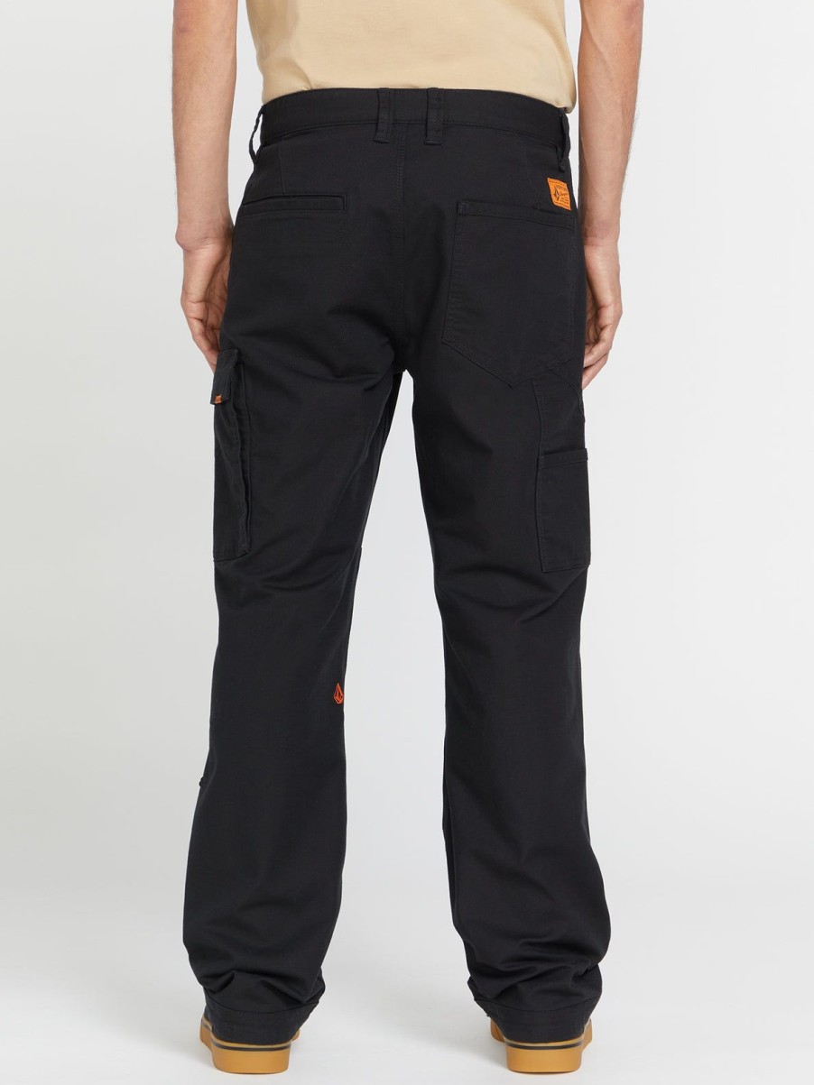 Men Volcom Pants | Caliper Relaxed Work Pants Black