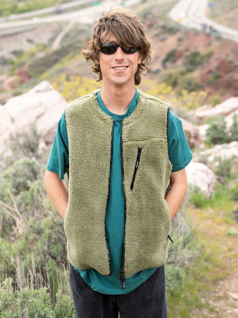 Men Volcom Jackets | Archstone Vest Thyme Green