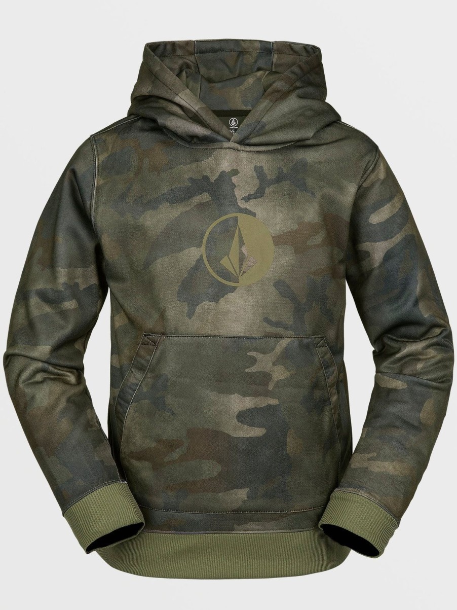 Kids Volcom Layering | Kids Riding Fleece Pullover Cloudwash Camo