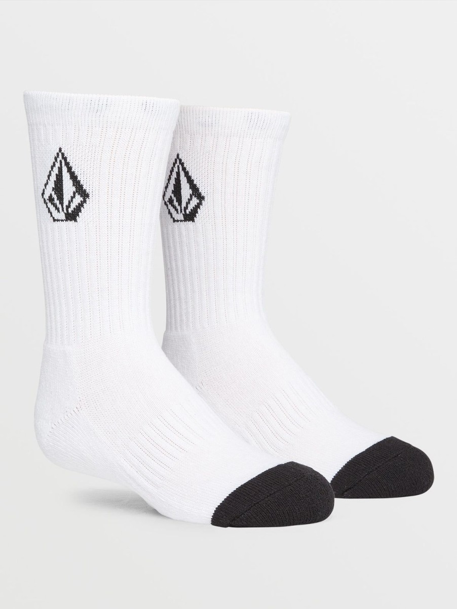 Kids Volcom | Big Boys Full Stone 3 Pack Socks White