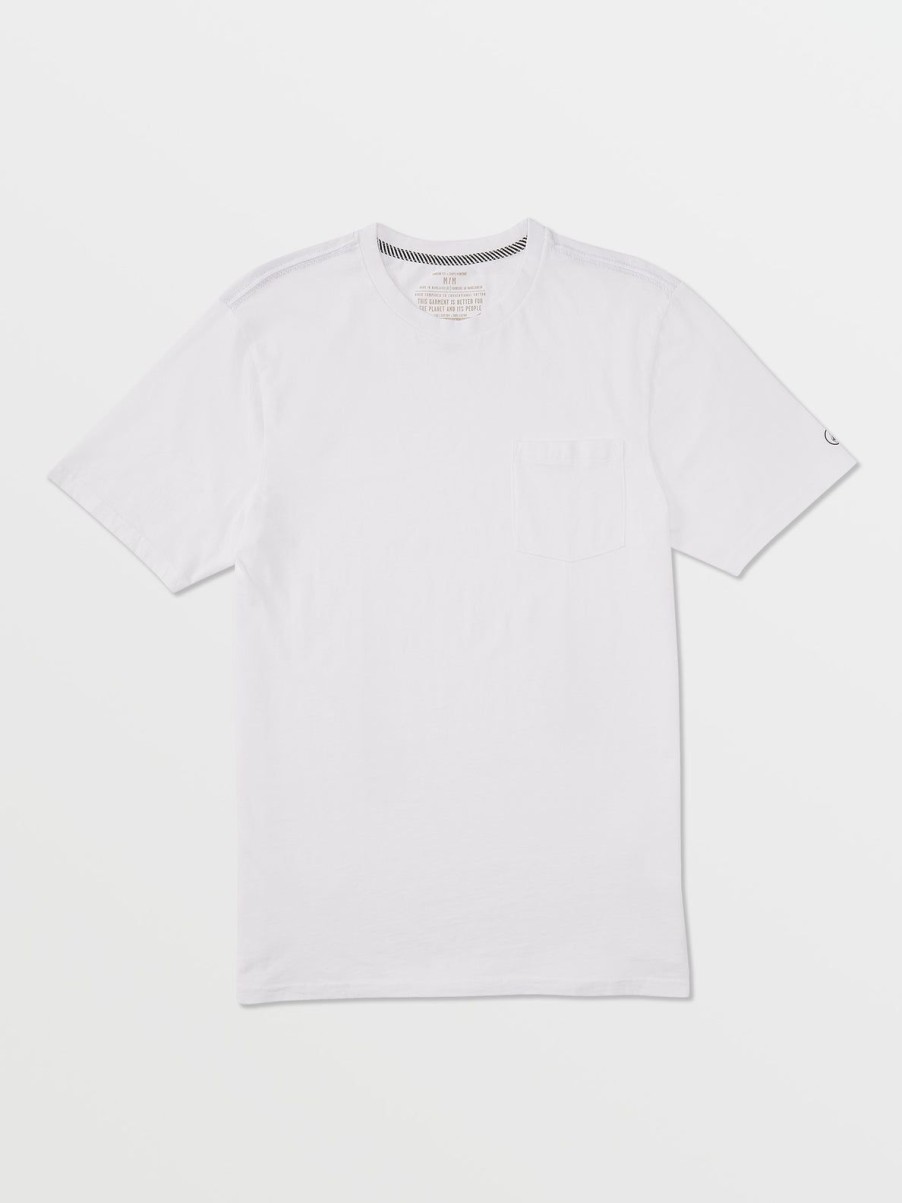 Men Volcom Tops & Tees | Solid Short Sleeve Shirt - Pocket Tee White