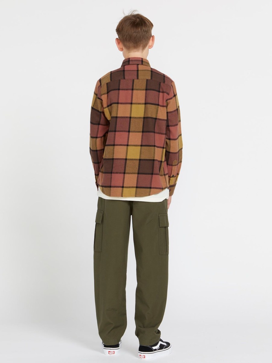 Boys Volcom Shirts & Flannels | Big Boys Caden Plaid Flannel Burro Brown