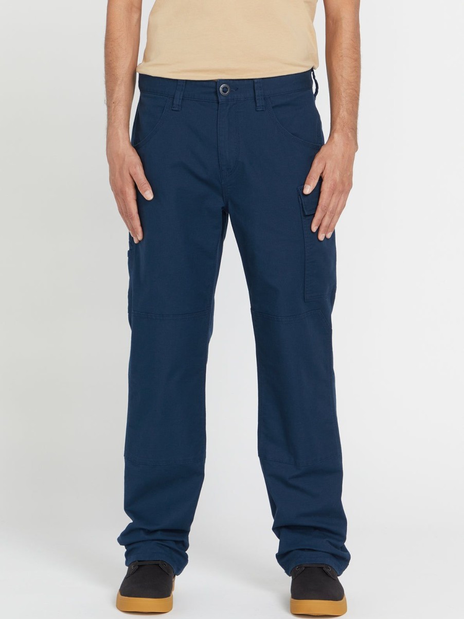 Men Volcom Pants | Caliper Relaxed Work Pants Navy